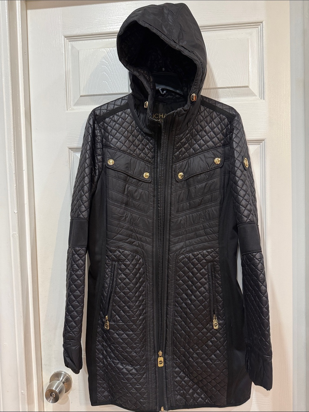 Michael Kors Quilted Hooded Black Jacket